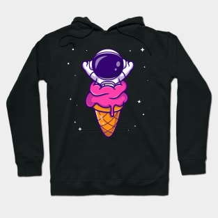 Cute Astronaut in Ice Cream Cone Cartoon Hoodie